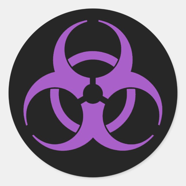 Purple Biohazard Symbol Classic Round Sticker (Front)