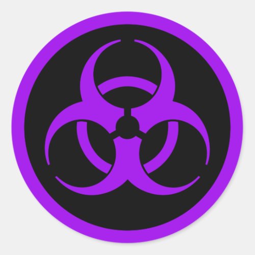 Purple Biohazard Symbol Classic Round Sticker