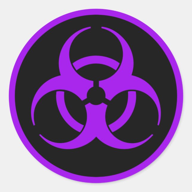 Purple Biohazard Symbol Classic Round Sticker (Front)