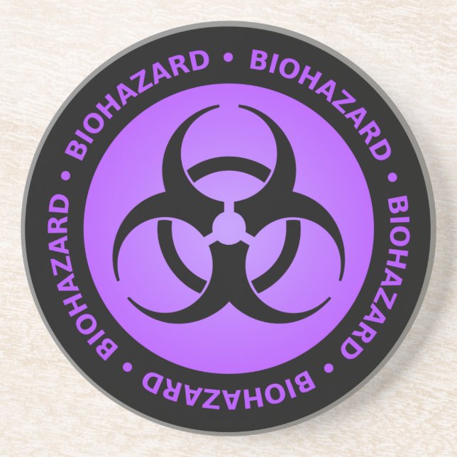 Purple Biohazard Warning Coaster (Front)