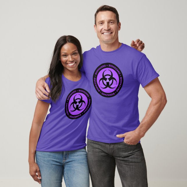 Purple Biohazard Warning Sign T-Shirt (Unisex)