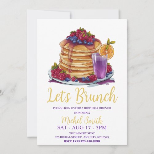 Purple Birthday Brunch Ladies Party womans Invitation