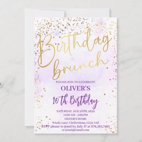 Purple Birthday Brunch Ladies Party womans Invitation