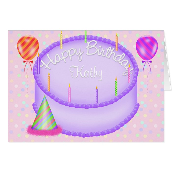 Purple Birthday Cake Greeting Cards