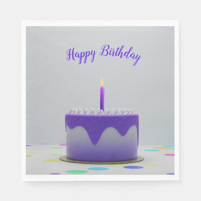 Purple Birthday Cake Napkins (Front)