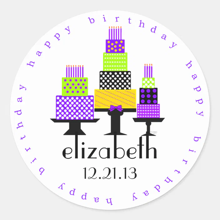 Purple Birthday Cakes Happy Birthday Classic Round Sticker Zazzle Com