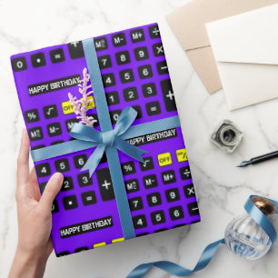 Purple Birthday Calculator Wrapping Paper