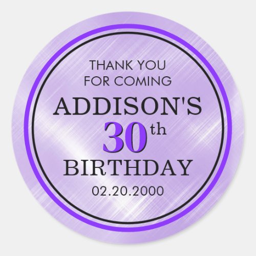 Purple Birthday Classic Round Sticker