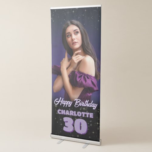 Purple Birthday Party Celebration Photo Welcome Retractable Banner