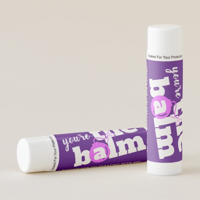 Purple Birthday Party Favor The Bomb Personalized  Lip Balm (Front)