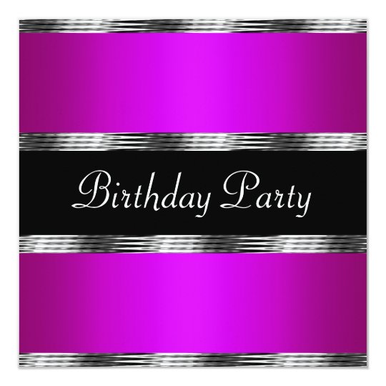 Purple Birthday Party Silver Card