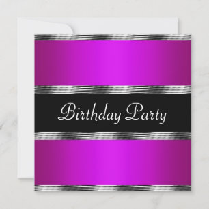 Purple Birthday Party Silver Invitation