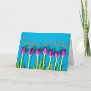 purple birthday tulips card