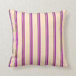 [ Thumbnail: Purple & Bisque Lines Throw Pillow ]