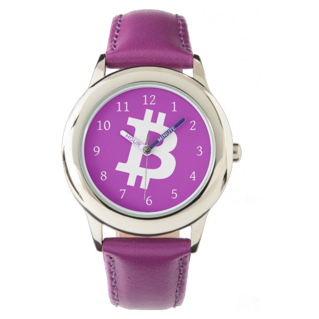 Purple Bitcoin Logo Symbol Cryptocurrency Watch (Front)