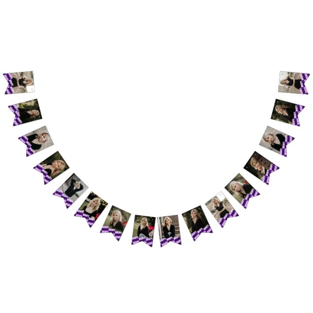 Purple & Black 16 Photo Graduation Hanging Banner (All)