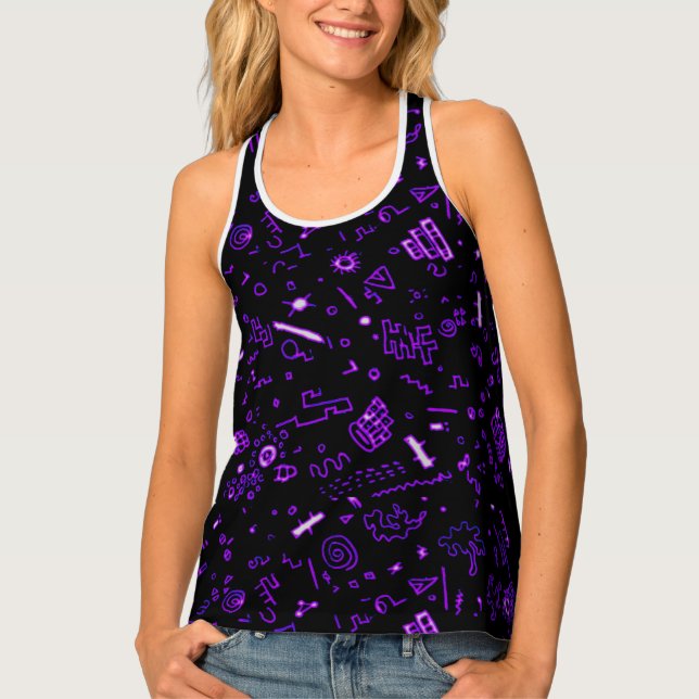 Purple Black Abstract Tank Top (Front)