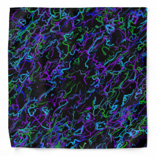 Purple, Black and Blue Abstract Bandana
