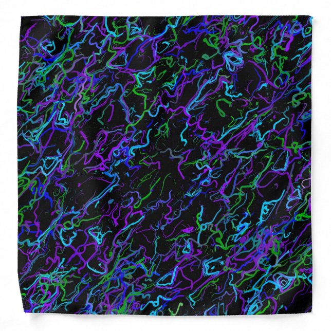 Purple, Black and Blue Abstract  Bandana (Front)