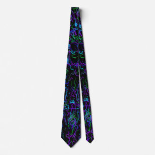 Purple, Black and Blue Abstract Neck Tie