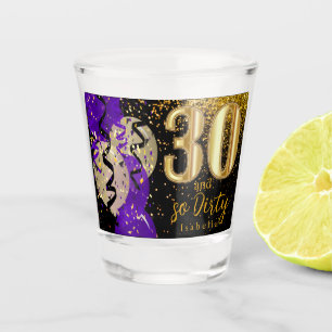 Purple, Black and Gold Glitter 30th Birthday Shot Glass