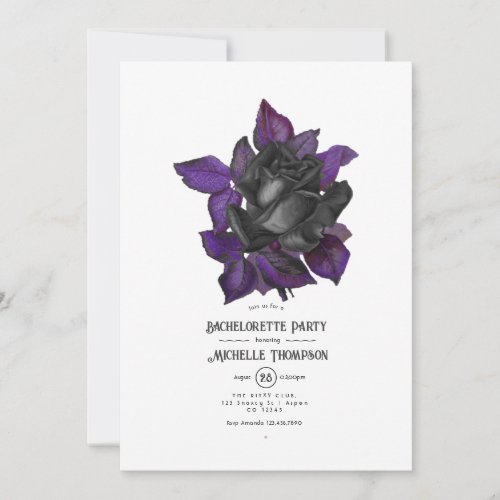 Purple Black and Gold Gothic Bachelorette Invitation