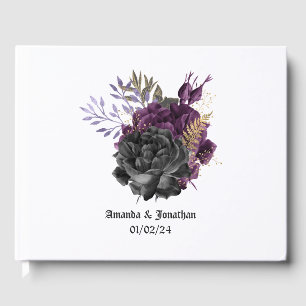 Purple Black and Gold Gothic Wedding Guest Book