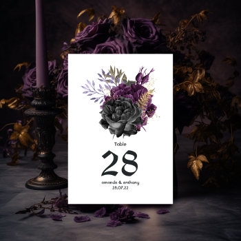 Purple Black And Gold Gothic Wedding Table Number by partypeeps at Zazzle