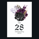 Purple Black and Gold Gothic Wedding Table Number<br><div class="desc">Vintage floral gothic wedding invitation in accents of purple,  black and gold customizable to your event specifics.</div>