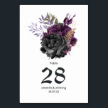 Purple Black and Gold Gothic Wedding Table Number<br><div class="desc">Vintage floral gothic wedding invitation in accents of purple,  black and gold customizable to your event specifics.</div>