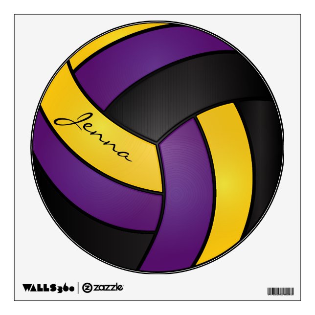 Purple, Black and Gold Personalize Volleyball Wall Decal (Front)
