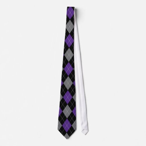 Purple Black and Grey Argyle Pattern Tie