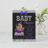 Purple Black and Silver Ethnic Girl Baby Shower Invitation (Standing Front)