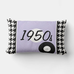 Purple, black and white 1950s theme lumbar pillow
