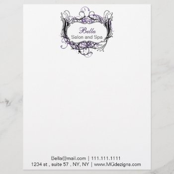 Purple  Black And White Chic Business Letterheads Letterhead by MG_BusinessCards at Zazzle