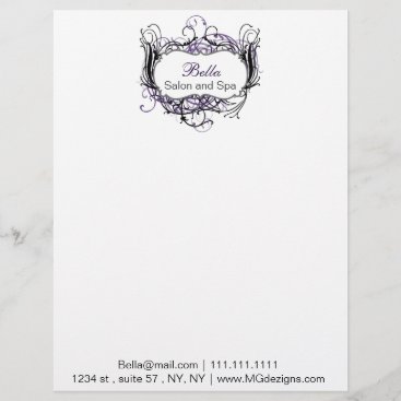 purple, black and white Chic Business letterheads Letterhead