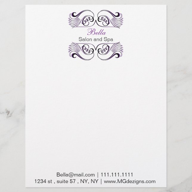 Purple black and white Chic Business letterheads Letterhead (Front)
