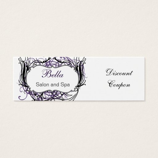 Customizable purple,black and white Chic discount coupon Business Card Template