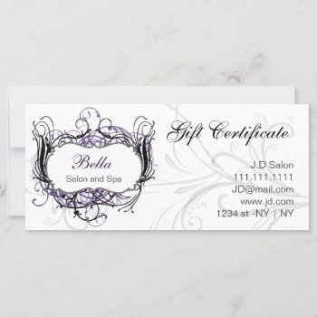 Purple Black And White Chic Gift Certificates by MG_BusinessCards at Zazzle