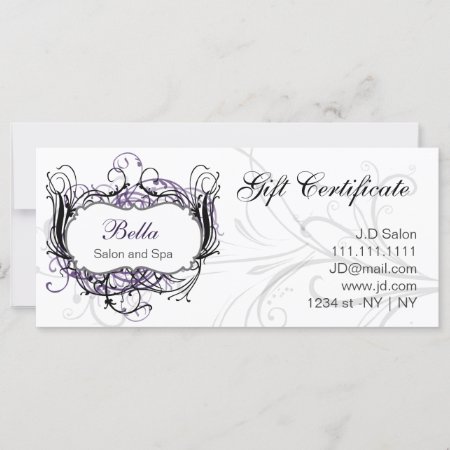 Purple,black And White Chic Gift Certificates
