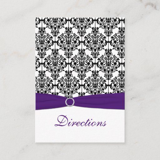 Customizable Purple, Black and White Damask Enclosure Card Business Card Template