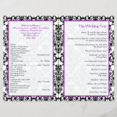 Purple, Black, and White Damask Wedding Program (Back)