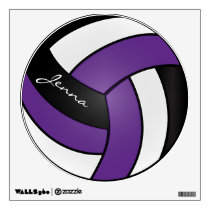 Purple, Black and White Personalize Volleyball Wall Decal