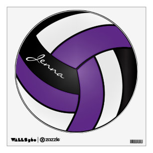 Purple, Black and White Personalize Volleyball Wall Decal