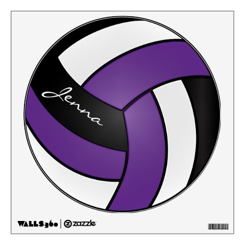 Purple Black and White Personalize Volleyball Wall Decal