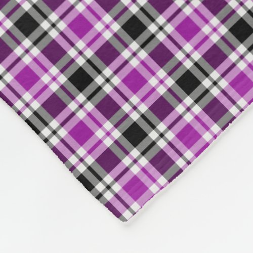 Purple Black and White Plaid Fleece Blanket