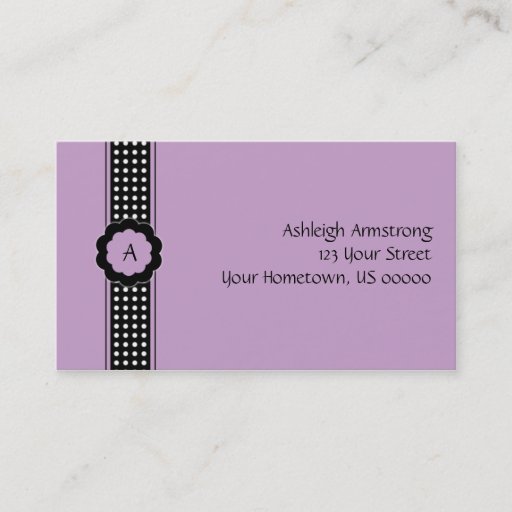Customizable Purple Black and White Polka Dots Business Card