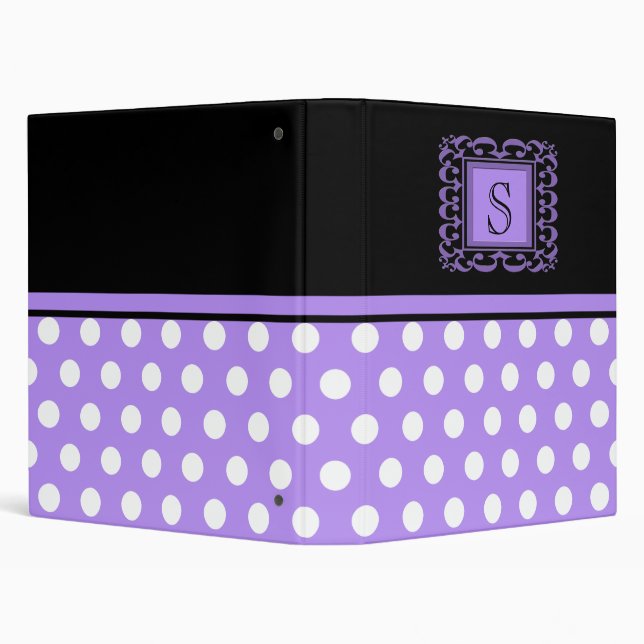 Purple, Black and White Polka Dots Monogram Binder (Background)