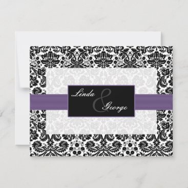 purple,black and white rsvp cards