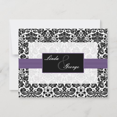 purpleblack and white rsvp cards